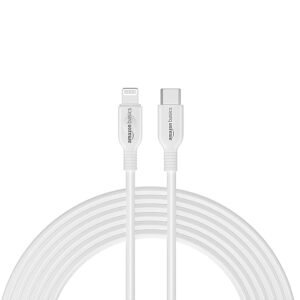 amazon basics Aluminum With Nylon Braided Usb C To Lightning Mfi Certified Charging Cable (Grey), Black, 2M