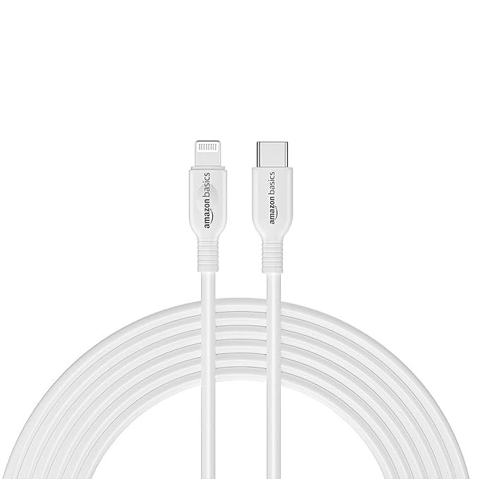 amazon basics Aluminum With Nylon Braided Usb C To Lightning Mfi Certified Charging Cable (Grey), Black, 2M