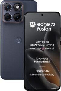 Motorola Edge 70 Fusion (Pantone Silhouette, 8GB RAM, 128GB Storage) | 6.78″ 1.5K 144Hz AMOLED Display | Snapdragon 7s Gen 4 | 50MP Sony LYTIA 710 OIS Camera | 7000mAh Battery | 68W TurboPower |