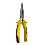TATA AGRICO Long Nose Insulation Plier with Insulation to AC| Ideal for Cutting & Gripping Wires| High Strength Construction Shockproof Ergonomic Grip| (8 Inches/ 200 mm) – Yellow & Blue
