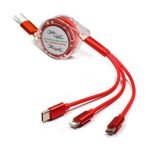 BLAXSTOC Multi Retractable 3.0A Fast Charger Cord, Multiple Charging Cable 4Ft/1.2m 3-in-1 USB Charge Cord Compatible with Phone/Type C/Micro USB for All Android and iOS Smartphones (Random Colour)