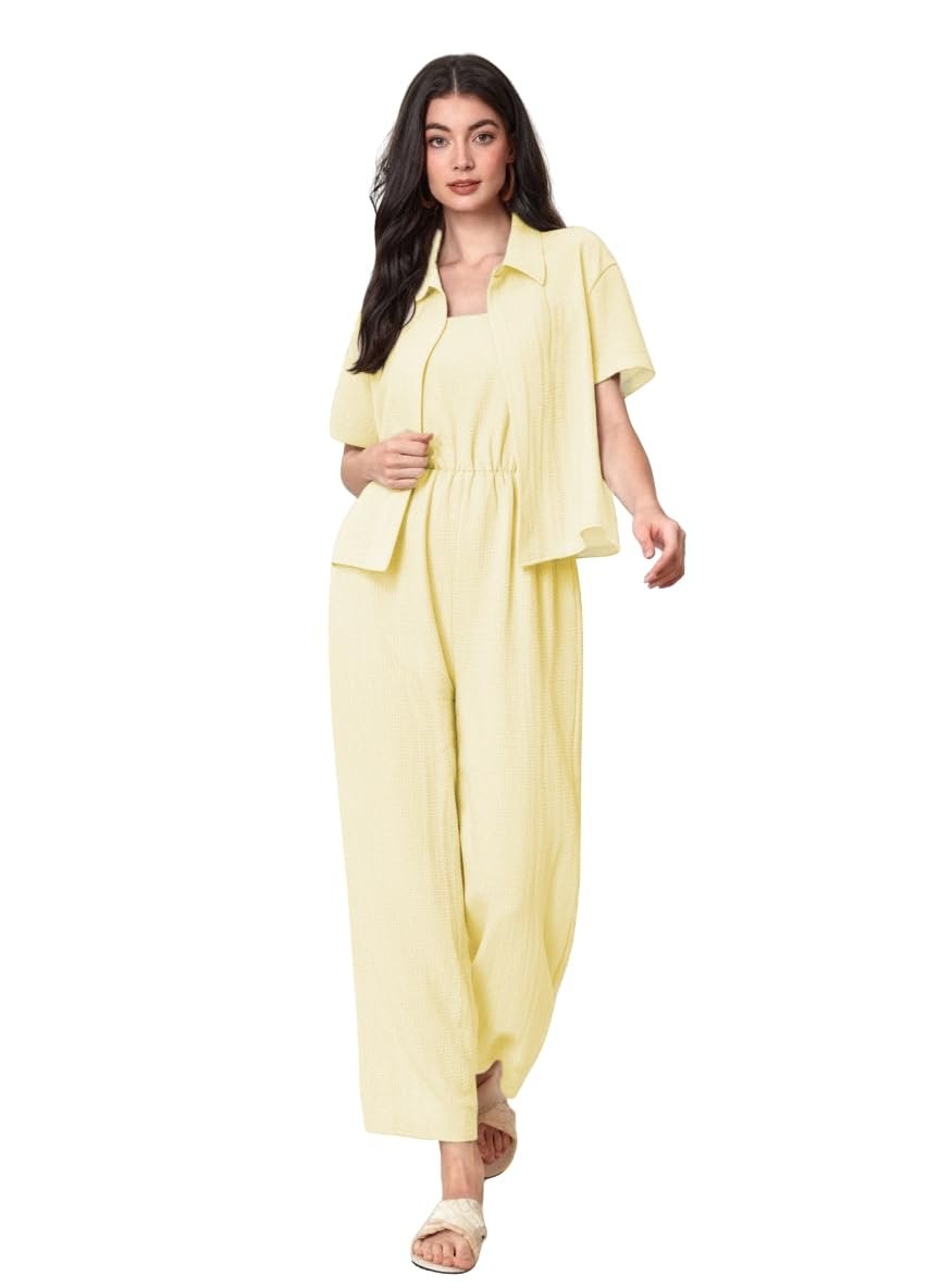 TOPLOT Women’s Jumpsuit Co-ord Set | Soft Breathable Feel | Comfortable Fit with Easy Movement | Stylish One-Piece Outfit Design | Perfect for Casual & Travel (5225)