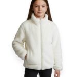 Alan Jones Clothing Girls Furry Fleece Full-Zip Jacket | Soft Fluffy Winter Wear | Cozy Warm Outerwear with Chin Guard & Easy Pull Zipper