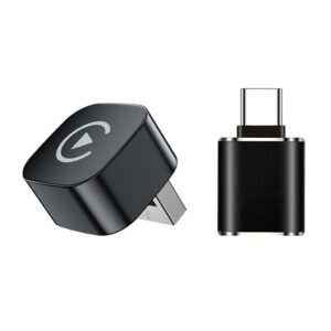 CarDock Wired to Wireless CarPlay & Android Auto Adapter | USB-A Plug with USB-C Converter | Dual-Band WiFi 2.4G/5G | Bluetooth 5.0 | Plug & Play for Car Infotainment Systems (Black)