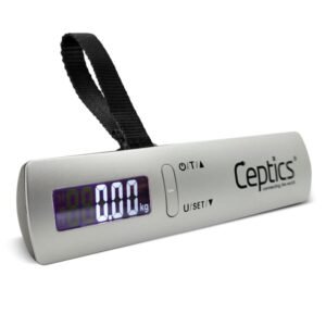 Ceptics Digital Luggage Weighing Scale with LCD Display, 50 Kg Capacity Portable Weight Machine for Travel Bags & Suitcases, (Metallic Silver)