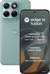 Motorola Edge 70 Fusion (Pantone Blue Surf, 8GB RAM, 128GB Storage) | 6.78″ 1.5K 144Hz AMOLED Display | Snapdragon 7s Gen 4 | 50MP Sony LYTIA 710 OIS | 32MP Selfie | 7000mAh Battery | 68W TurboPower |