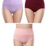 PLUMBURY Women’s Cotton High Waist Full Coverage Panty, Size M-XXL (Pack of 3 Panty)