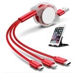 BLAXSTOC Combo Offer 3.0A Fast Charger Cord, Multiple Charging Cable 1.2m 3-in-1 USB Charge Cord Compatible with Phone/Type C/Micro USB for All Android and iOS Smartphones and One Mobile Stand