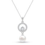 CLARA 925 Sterling Silver Dante Pearl Pendant Earrings Chain Jewellery Set