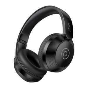 pTron Studio Evo 70hrs Playtime Wireless Over Ear Headphones with HD Mic, Low-Latency Game/Movie/Music Modes, Punchy Bass, BT5.3, Dual Device Pairing, Voice Assistant & Type-C Fast Charging (Black)