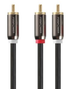 FosPower RCA YAdapter (3 Feet), 1 RCA Male to 2 RCA Male Short Y Splitter Digital Stereo Audio Cable for Subwoofer, Home Theater, HiFi Dual Shielded | 24K Gold Plated