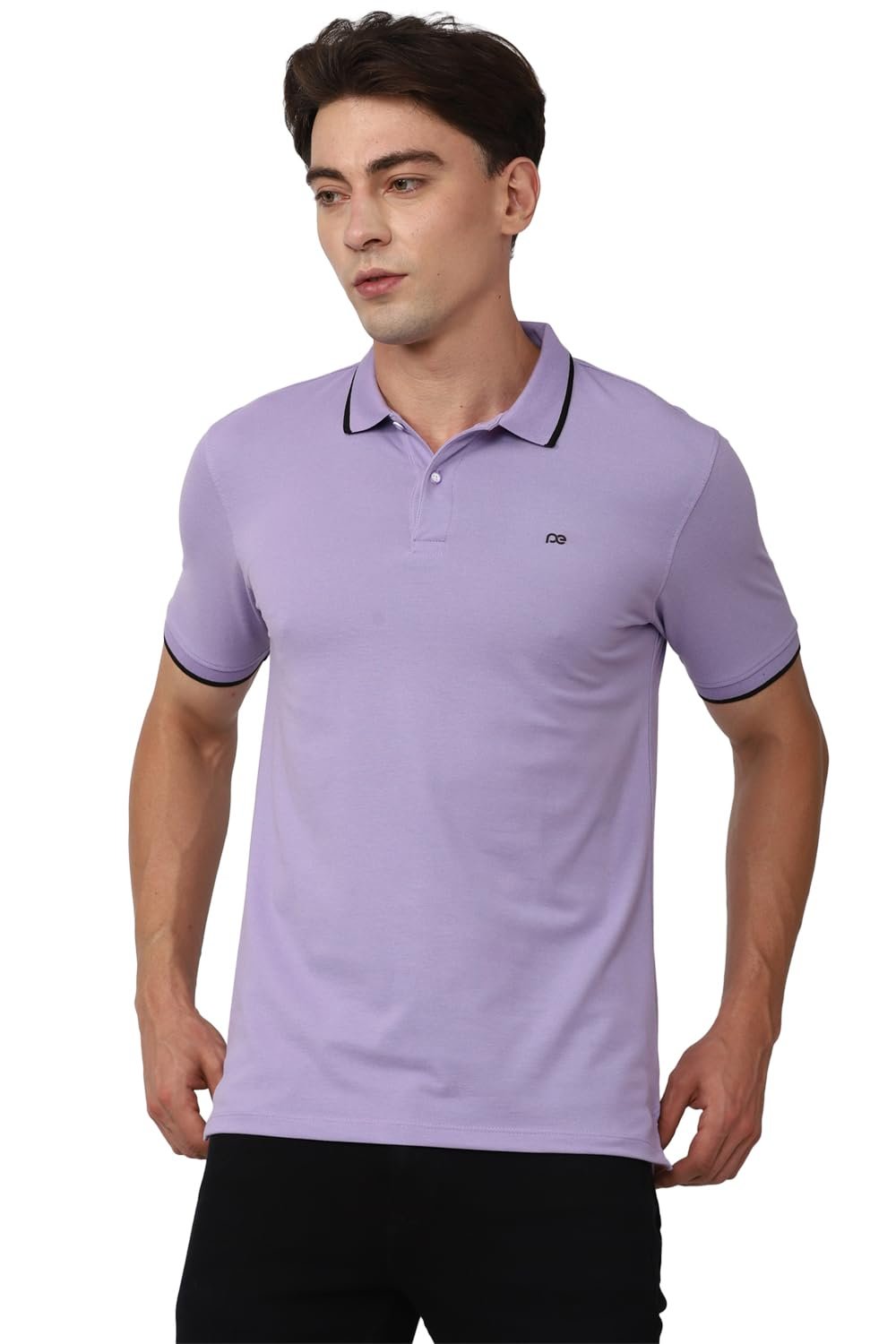 Peter England Men’s Snug Fit Solid Polo T-Shirt with Coloured Collar Tipping| Cotton Rich| Premium Pique Weave