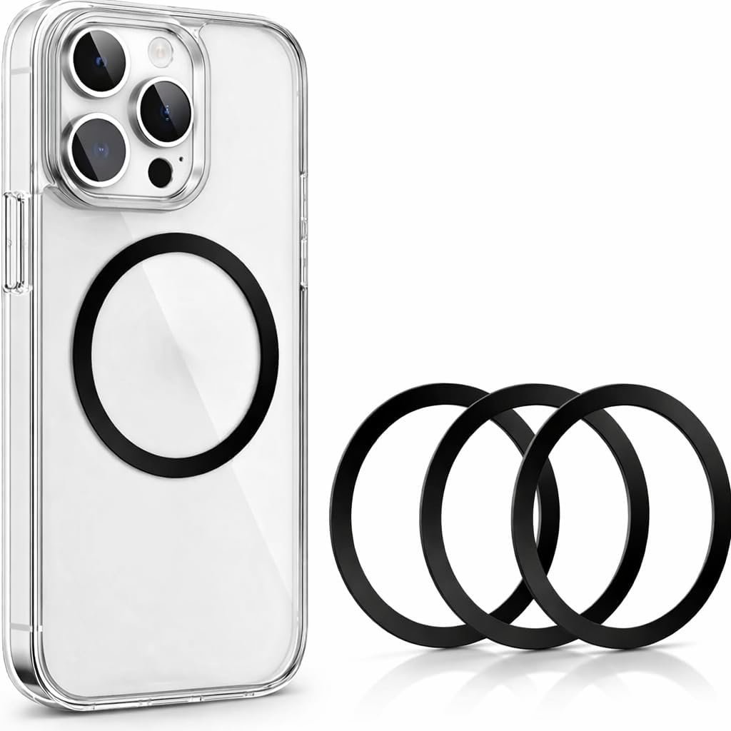 Universal Metal Ring Sticker for Wireless Charging Alignment | Non-Magnetic Metal Ring (No Magnet Inside) | Ultra-Thin 0.4mm | for iPhone, Samsung & Android Phone Covers (3)