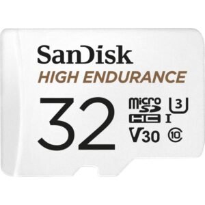 SanDisk 32GB High Endurance Video MicroSDHC Card with Adapter for Dash Cam and Home Monitoring Surveillance Systems – C10, U3, V30, 4K UHD, Micro SD Card – SDSQQNR-032G-GN6IA