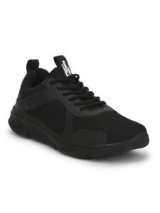 Liberty Force 10 Black Sports Shoes for Men – Knit-Mesh Lace-Up Sports Wear