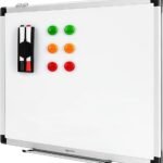amazon basics Whiteboard Drywipe Magnetic With Pen Tray And Aluminium Trim,Includes 6 Magnets, 1 Eraser, And 2 Dry-Erase Markers, 1.96 Ft X 1.47 Ft (Wxh)