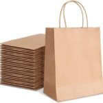 Aakriti Gift Bags – Brown Paper Bags With Handles for Wedding, Party Favors, Kraft Grocery Shopping, Retail Merchandise (8.5″x4.5″x11″, Pack of 25)