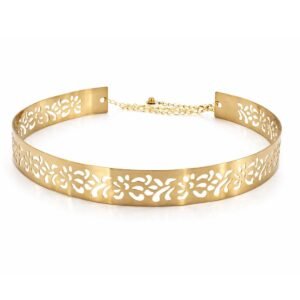 YouBella Jewellery Celebrity Inspired Adjustable Metal Plate Type Golden Kamarband Waist Belt for Women/Girls