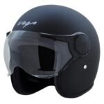 Vega Jet ISI DOT Certified Matt Finish Open Face Helmet for Men and Women with Clear Visor(Dull Black, Size:L)