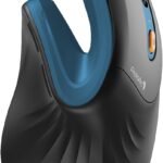 ProtoArc Ergonomic Mouse, EM11 NL Bluetooth Rechargeable Wireless Vertical Mouse, 3 Multi-Device Connectivity for Computer/PC/Laptop, 2.4GHz Optical Mice for Windows, Mac OS, Black/Blue