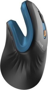 ProtoArc Ergonomic Mouse, EM11 NL Bluetooth Rechargeable Wireless Vertical Mouse, 3 Multi-Device Connectivity for Computer/PC/Laptop, 2.4GHz Optical Mice for Windows, Mac OS, Black/Blue