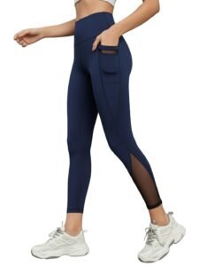 BLINKIN Women’s & Girl’s Stretch Fit High Rise Track Pant Gym wear Mesh Leggings Workout Pants with Side Pockets/Stretchable Tights/Highwaist Sports Fitness Yoga Track Pants_2012
