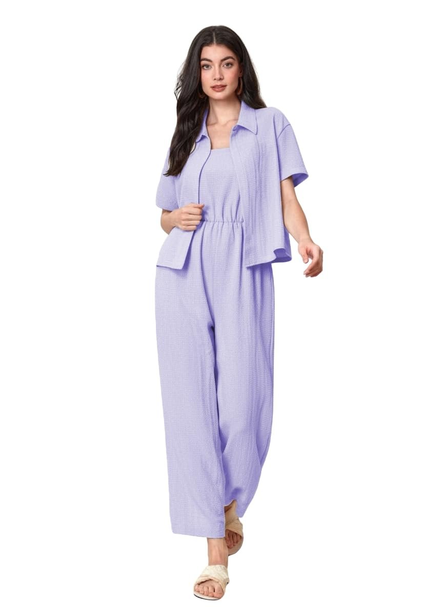 TOPLOT Women’s Jumpsuit Co-ord Set | Soft Breathable Feel | Comfortable Fit with Easy Movement | Stylish One-Piece Outfit Design | Perfect for Casual & Travel (5225)