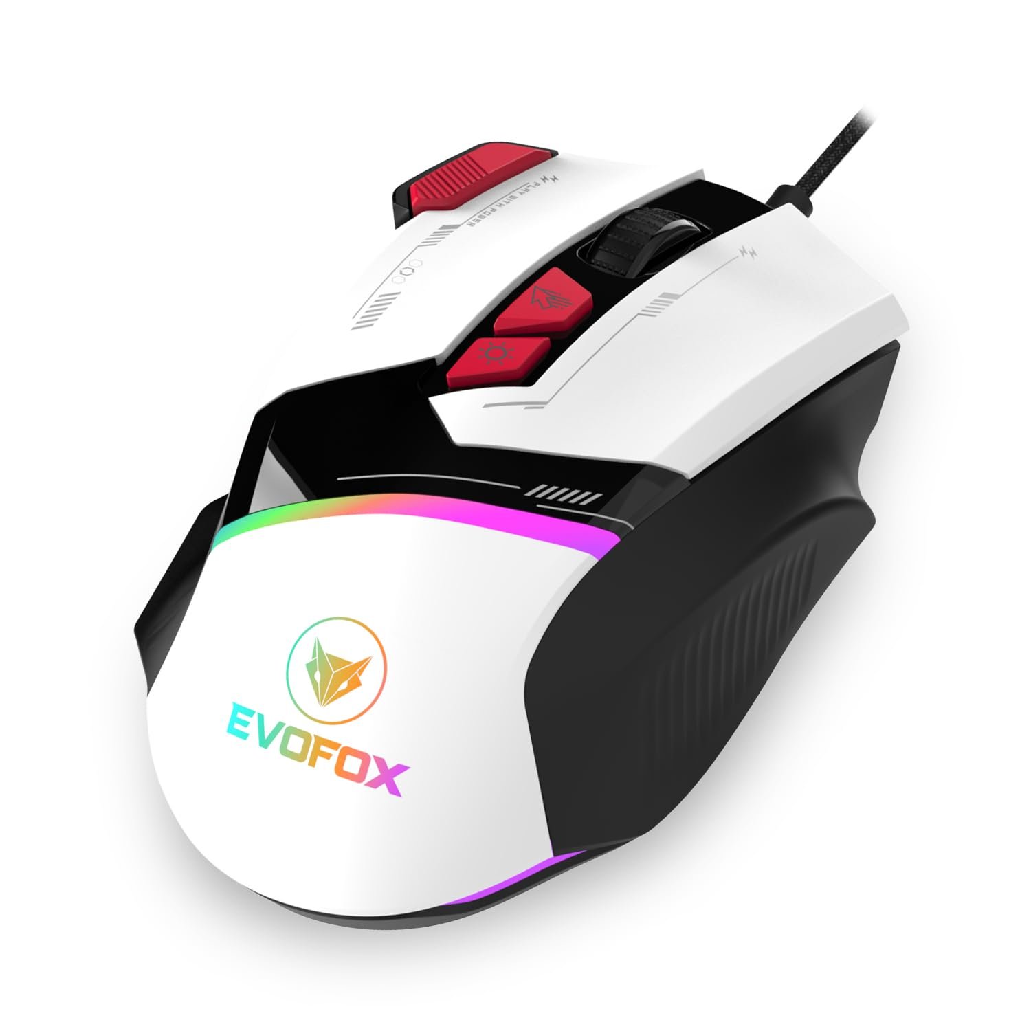 EvoFox Blaze Ultra Value 8 Button Programmable Gaming Mouse with 1000Hz Polling Rate | Gaming Grade DPI 200 to 12800 | Ultra-Responsive 7000fps | RGB Lights with Music sync Mode | Windows Software