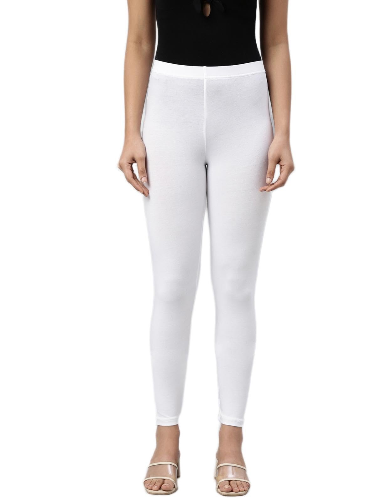 GO COLORS Soft Cotton Stretch Ankle Length Leggings for Women | Breathable