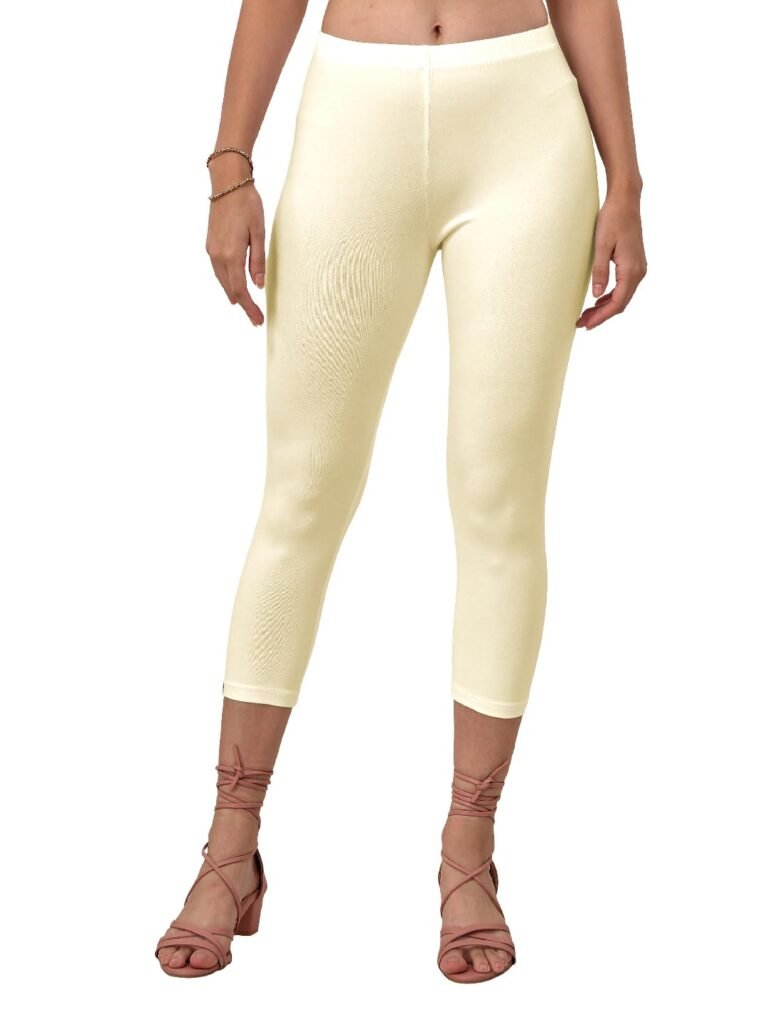 Lyra Women’s Skinny Fit High Rise Capri Leggings | Cotton Ankle Length Pant