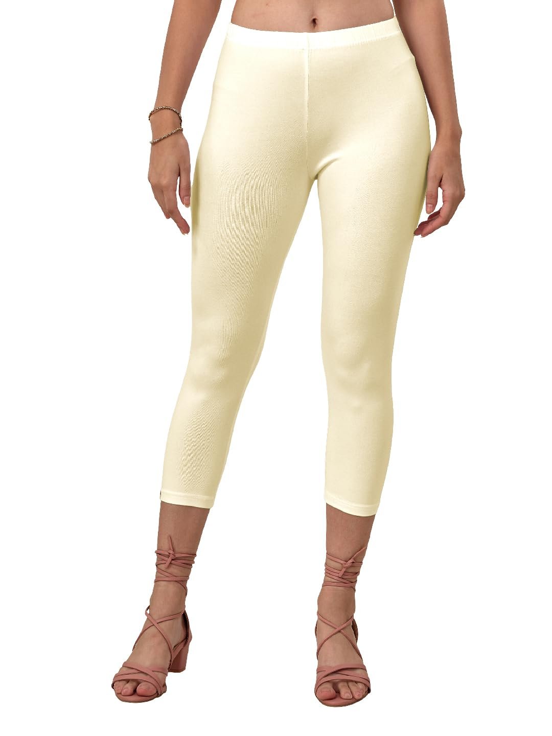 Lyra Women’s Skinny Fit High Rise Capri Leggings | Cotton Ankle Length Pant