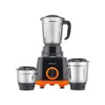 Bajaj Rex 500W Mixer Grinder | 3 Stainless Steel Jars with Multifunctional Blades | Nutri-Pro Feature for Efficient Grinding & Blending | Adjustable Speed Control | 1 Year Warranty | Black & Orange