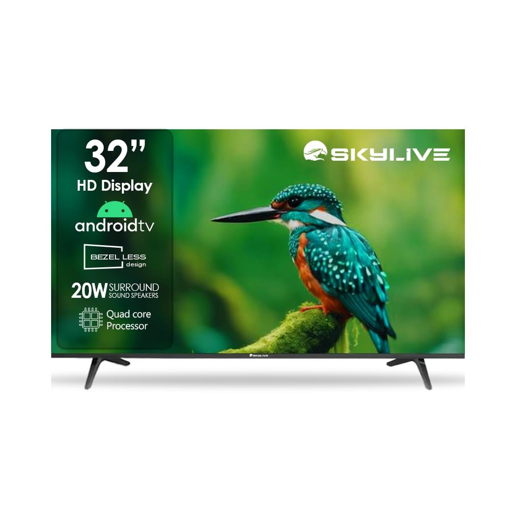 SKYLIVE 32 Inch Smart LED TV | Android OS HD Display | Frameless Bezel-Less Display | WiFi Enabled | Multiple Connectivity | Screen Mirroring | SL32S SL4000