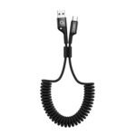 Unbreakable 3A Fast Charging Coil Braided USB to Type C Cable for Smartphones, Tablets & other Type C devices, 480Mbps Data Sync, Car Home & office Use (Black) – 1m