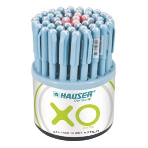 Hauser XO 0.7mm Ball Pen Tumbler | Sleek Body & Minimalistic Design | Matt Finish & Solid Body Type | Low Viscosity Ink with Ultra Durable Tip | Blue, Black & Red Ink, Pack of 50 Pens