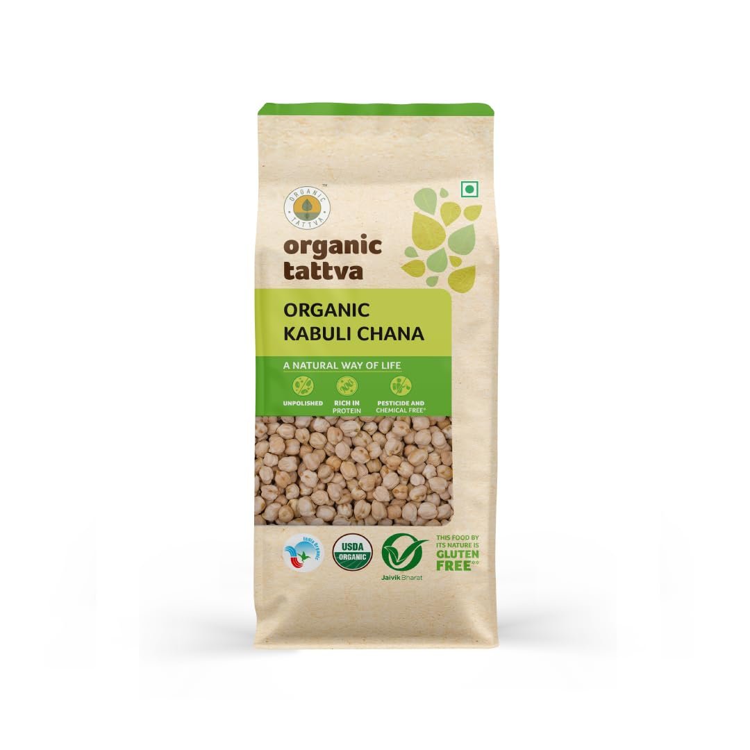 Organic Tattva Kabuli Chana | Premium Whole Chickpeas for Daily Cooking | Smooth Texture and Mild Aroma | Kabuli Chana 500g Pack