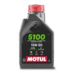 Motul 5100 4T 15W-50 Technosynthese Semi-Synthetic Engine Oil for Bikes | API SM | Advanced Wear Protection, Smooth Gear Shifting & Reliable Performance | 1 L