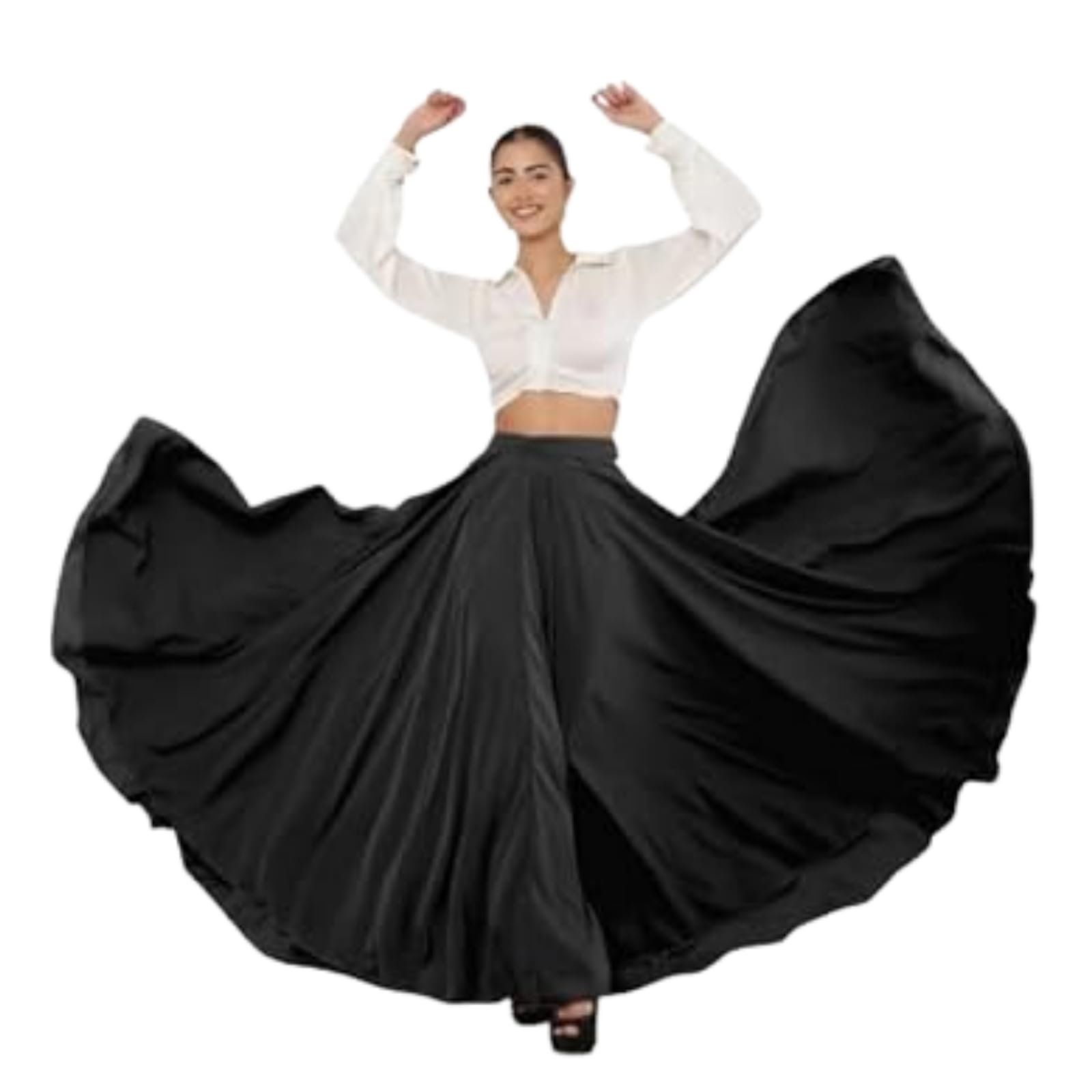 JYESHTA Women’s American Crepe Flared A Line Stitched Long Skirt with 12 Mtr Flare 40 in Height | Skirts for Women Long Length | Long Skirts for Girls
