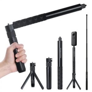 360° Bullet Time Handle & Invisible Selfie Stick Bundle for Insta360 X5/X4/X3/X2/X, GoPro Hero 13/12/11/10/9, DJI Osmo Action | Rotating Bullet Time Tripod Handle & Extendable Monopod