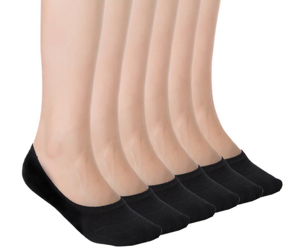 Women’s Casual No Show Socks Athletic Cotton Liner Socks Thin Low Cut Anti-Slip Socks 6 Pairs