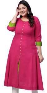 Yash Gallery Women’s Cotton Relaxed Fit Anarkali Slub Kurta