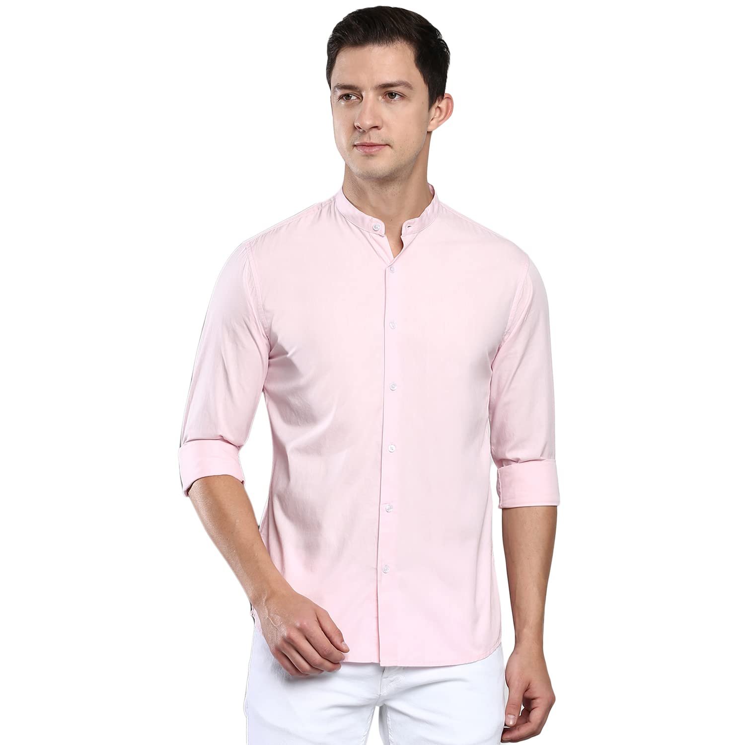 Dennis Lingo Men’s Cotton Slim Fit Solid Casual Shirts