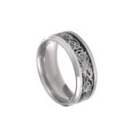 Yellow Chimes Rings for Men Dragon Celtic Inlay Polish Finish Silver Base Titanium Steel Ring for Men and Boys.