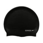 Speedo Unisex Flat Silicone Swim Cap for Men and Women – Black