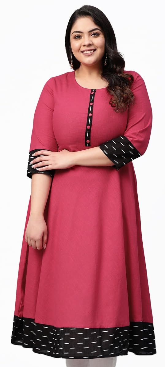Yash Gallery Women’s Cotton Relaxed Fit Anarkali Slub Printed Kurta