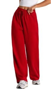 Q – RIOUS Women’s Wide Leg High Waisted Baggy Lounge Sweat Pants Drawstring Athletic Flared Joggers with Pockets