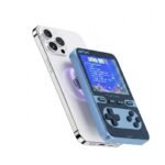 JINX Alpha Wireless Magnetic Powerbank with Retro Video Game|Classic Built-in Games with Powerbank|8000mAh 15W Li-Polymer Magsafe Compatible Power Bank Fast Charging for iPhone, Android (Blue)