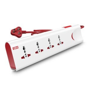 GM 3060 Extension Board 10Amp Output 250 Volts | 2 Mtr Extension Cord | Master Switch, Safety Shutter, 4 International Sockets | 1 Year Brand Warranty | Multi Plug Travel Adapter for Home Appliances