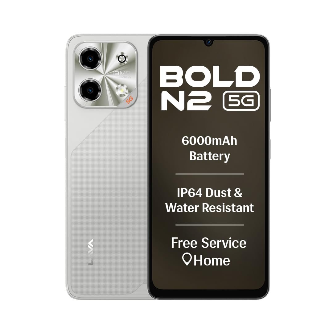 Lava Bold N2 5G (Regal Gold, 4GB RAM, 128GB Storage) | 6000 mAh Super Battery | Octacore Ultrafast Processor | Biggest 6.75 (HD+) 120Hz Display | IP64 Dust & Water Resistant | Free Service @ Home