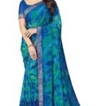 SIRIL Women’s Chiffon Printed Saree With Unstitched Blouse Piece